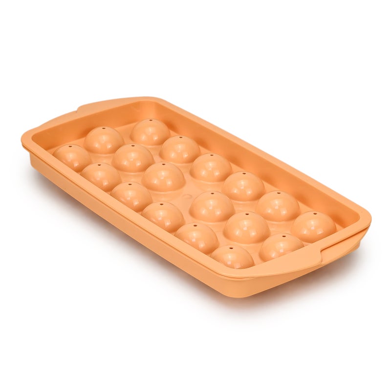 Herevin Polypropylene 18 Hole Round Ice Cube Tray, BPA Free Plastic Ice Cube Maker for Freezer, Easy Release Round Ice Mould for Drinks, Cocktails, Juice & Home Use – Assorted (Green/Orange) - Image 3